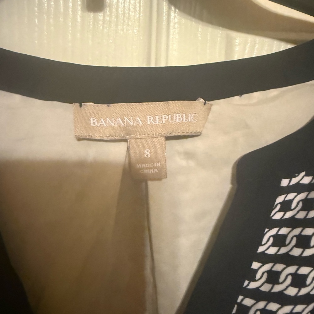 Banana Republic Black & White Patterned Midi Dress - Picture 3 of 8